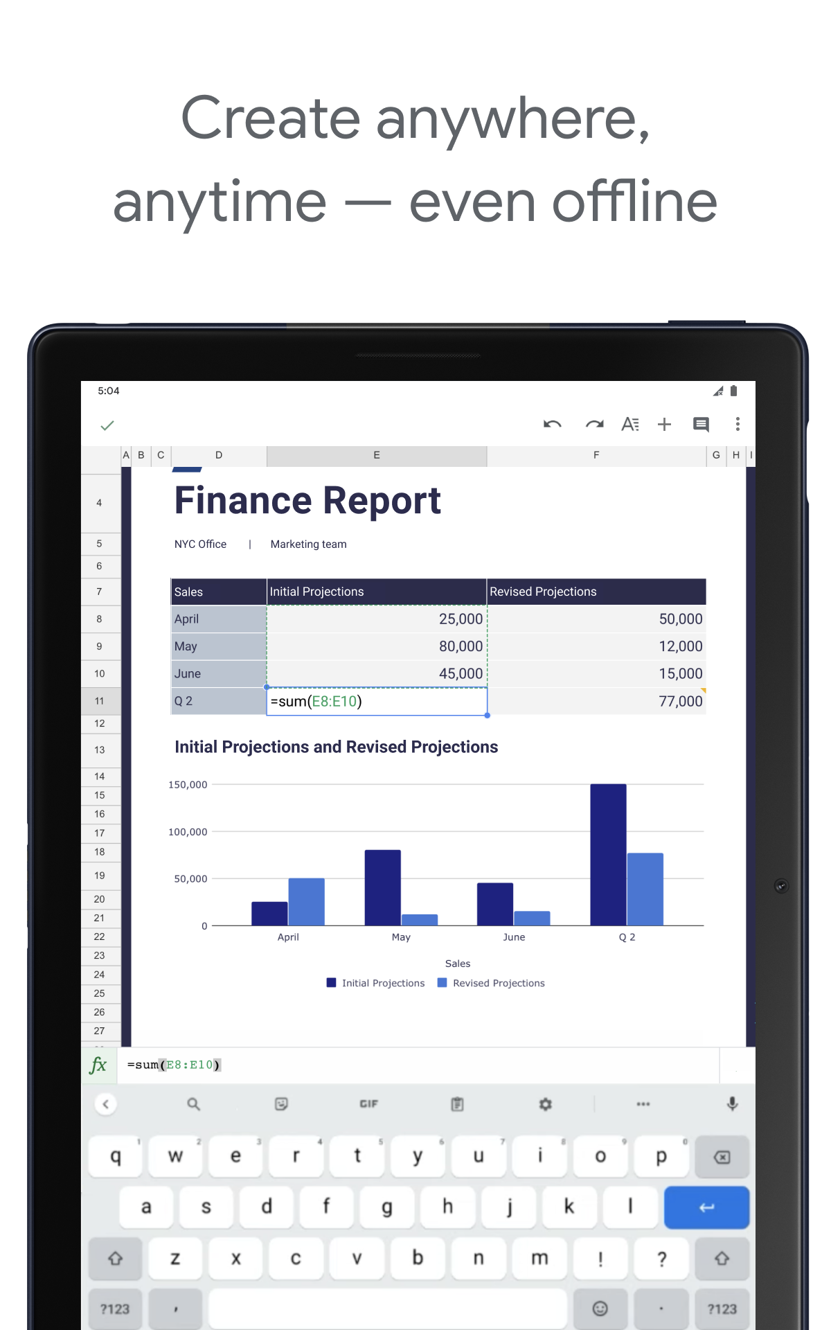 GOOGLE ANDROID APPS DOCS EDITORS SHEETS visual data 8