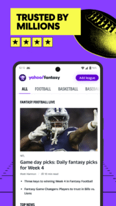 Yahoo Fantasy Football, Sports 9.10.2
