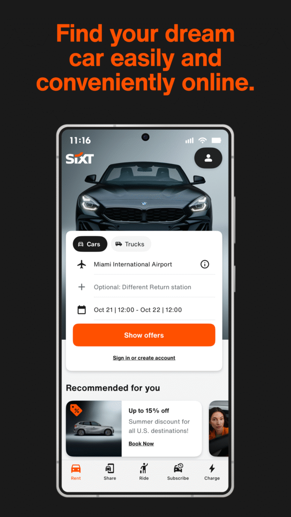 Ferrari Rent Sixt SIXT rent. share. ride. plus. 9.161.0-21112 APK Download by Sixt ...