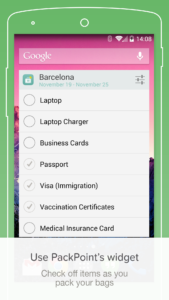 PackPoint travel packing list 3.18.7 PackPoint travel packing list 3.18.7