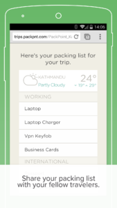PackPoint travel packing list 3.18.7 PackPoint travel packing list 3.18.7
