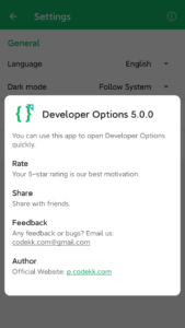 Developer Options 5.0.0
